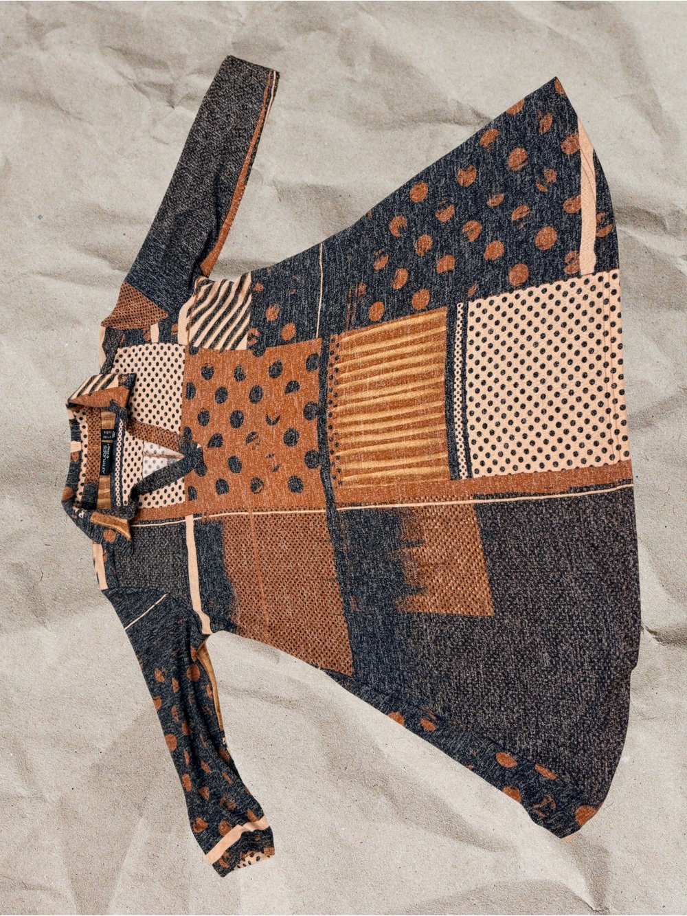 1990’s Workwear Attitudes by Renee Asymmetrical Patchwork One Shoulder Top M